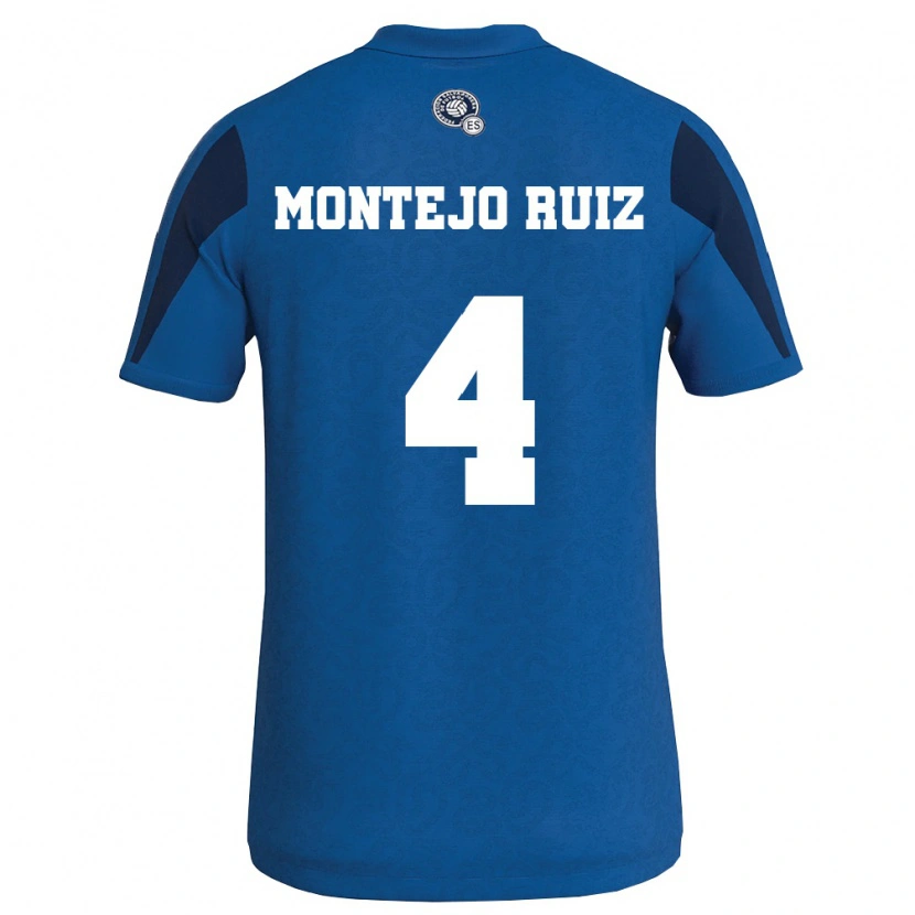 Danxen Men El Salvador David Montejo Ruiz #4 Blue Navy Home Jersey 26-28 T-Shirt