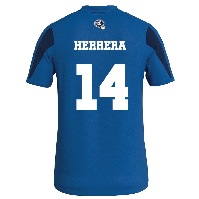 Danxen Men El Salvador Franco Herrera #14 Blue Navy Home Jersey 26-28 T-Shirt