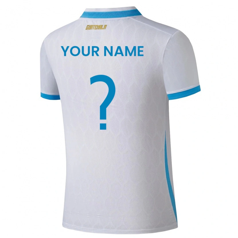 Danxen Men Guatemala Your Name #0 White Sky Blue Gold Home Jersey 26-28 T-Shirt