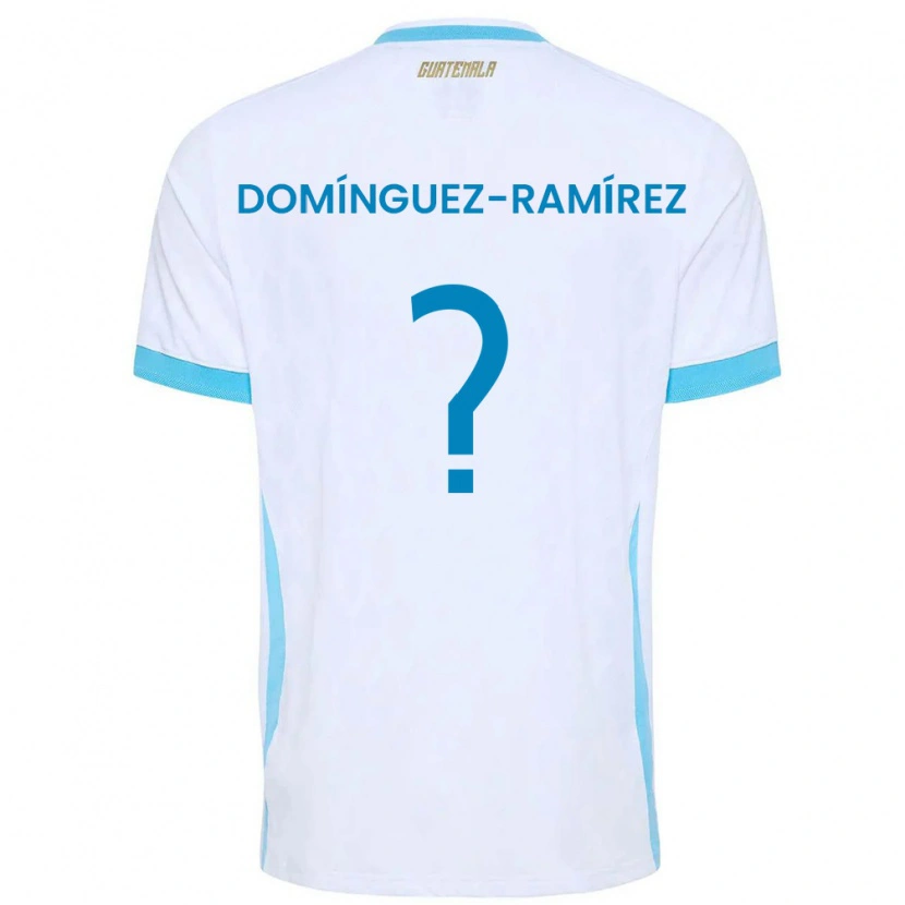 Danxen Men Guatemala Marco Domínguez-Ramírez #0 White Sky Blue Gold Home Jersey 26-28 T-Shirt