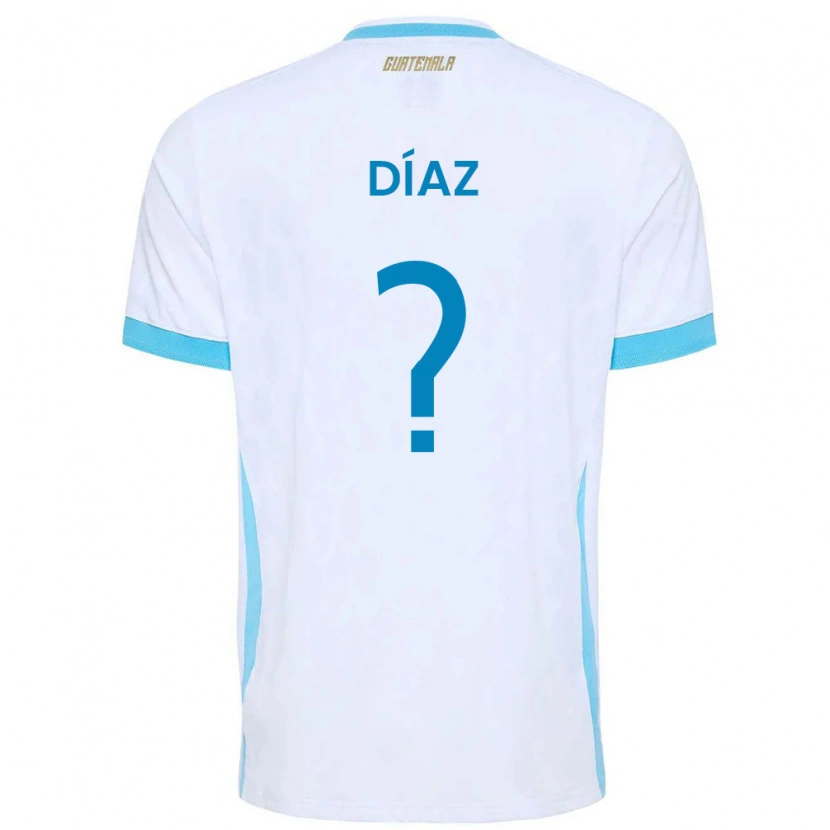 Danxen Men Guatemala Hendryck Díaz #0 White Sky Blue Gold Home Jersey 26-28 T-Shirt