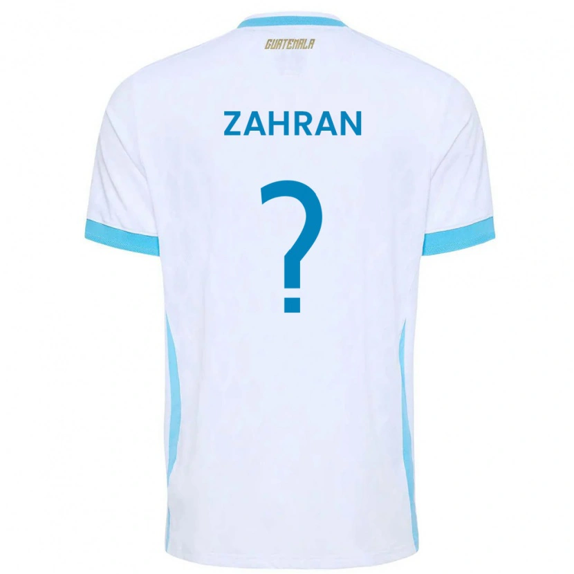 Danxen Men Guatemala William Zahran #0 White Sky Blue Gold Home Jersey 26-28 T-Shirt