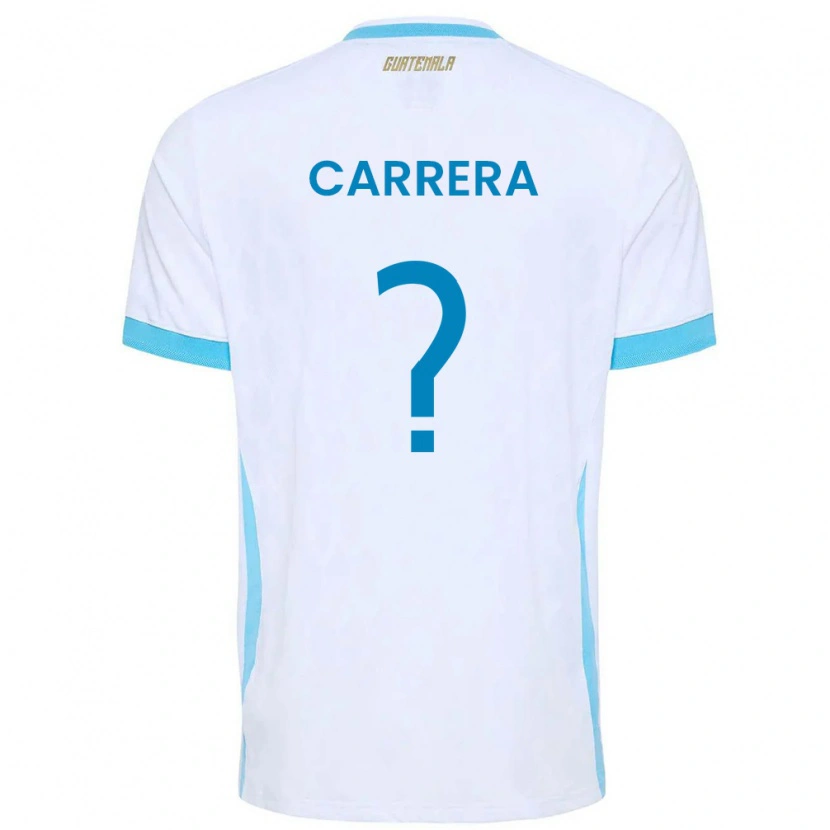 Danxen Men Guatemala Naydelin Carrera #0 White Sky Blue Gold Home Jersey 26-28 T-Shirt