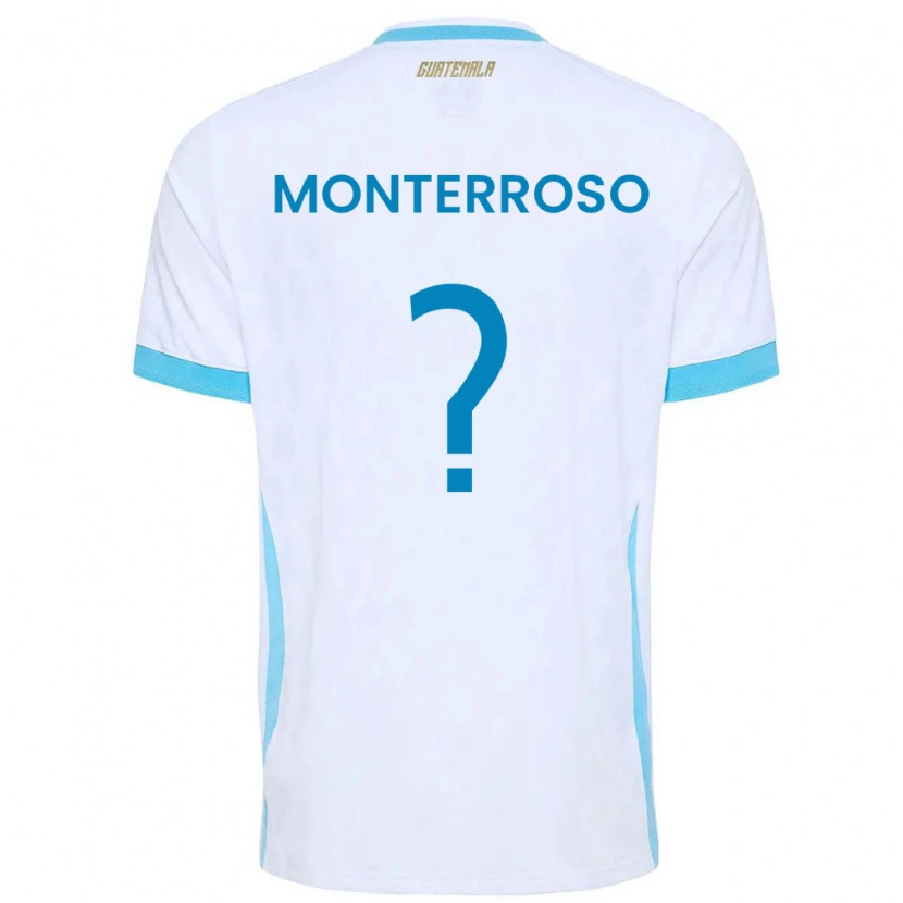 Danxen Men Guatemala María Monterroso #0 White Sky Blue Gold Home Jersey 26-28 T-Shirt