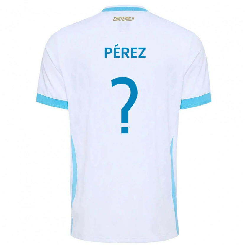 Danxen Men Guatemala Mary Pérez #0 White Sky Blue Gold Home Jersey 26-28 T-Shirt