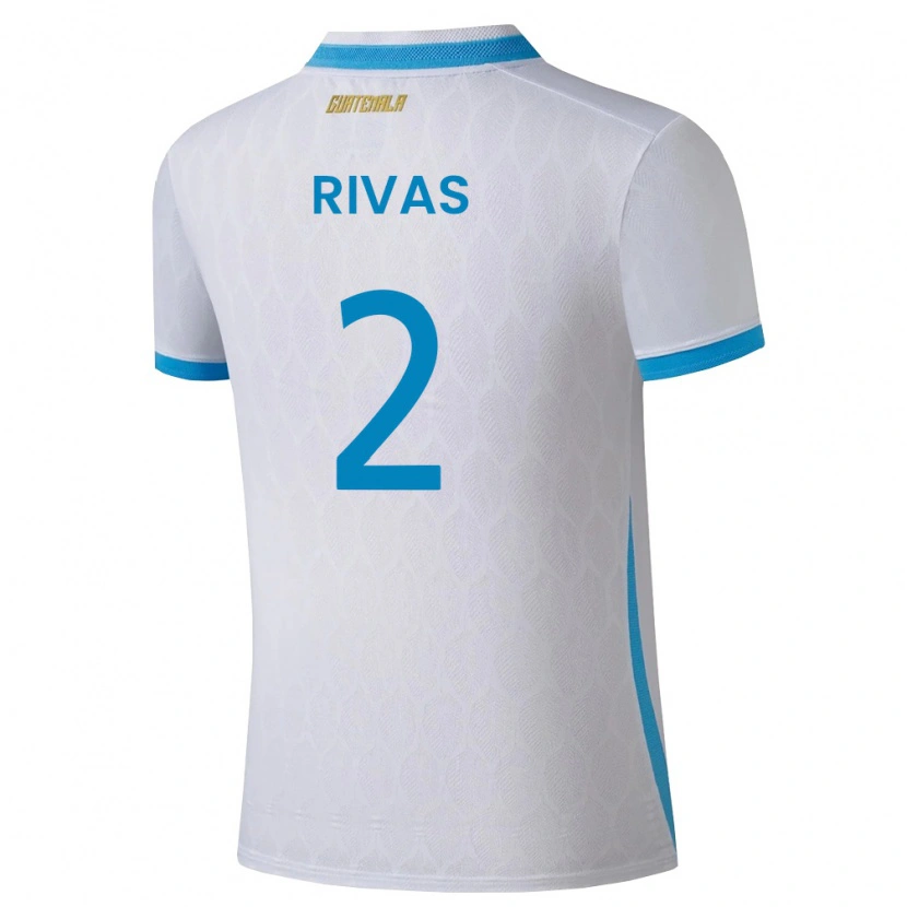 Danxen Men Guatemala Leandro Rivas #2 White Sky Blue Gold Home Jersey 26-28 T-Shirt