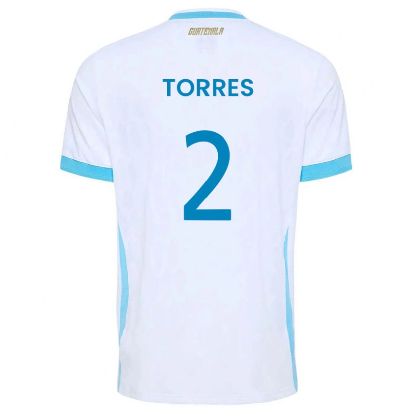Danxen Men Guatemala Nicolás De Jesús Torres #2 White Sky Blue Gold Home Jersey 26-28 T-Shirt