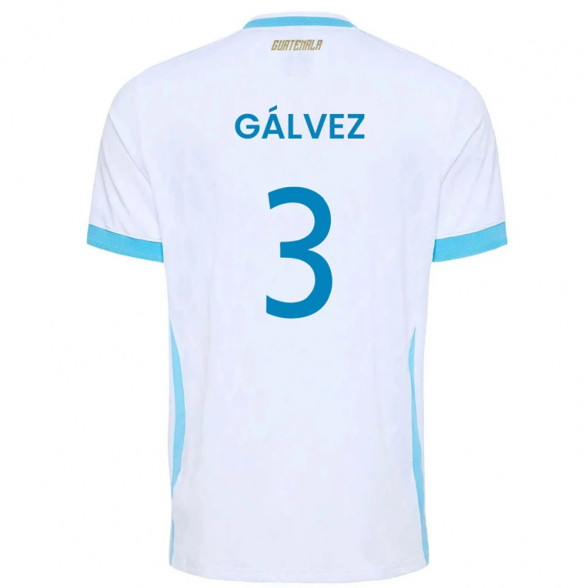 Danxen Men Guatemala Fredy Gálvez #3 White Sky Blue Gold Home Jersey 26-28 T-Shirt