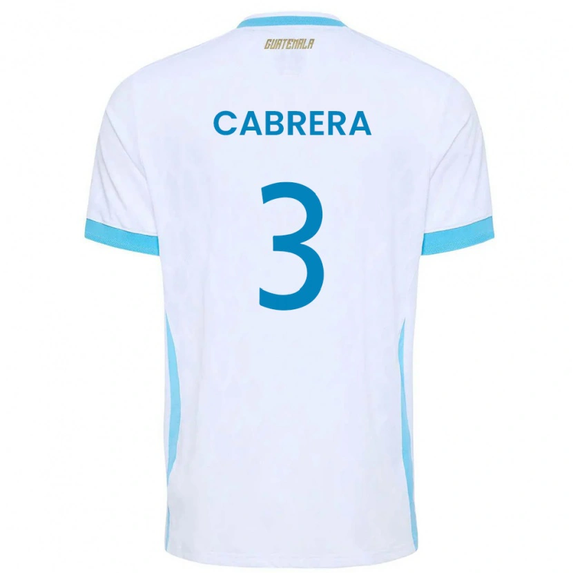 Danxen Men Guatemala Gabriel Cabrera #3 White Sky Blue Gold Home Jersey 26-28 T-Shirt