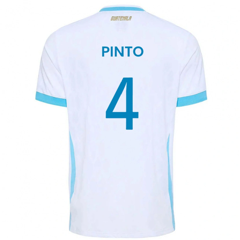 Danxen Men Guatemala José Carlos Pinto #4 White Sky Blue Gold Home Jersey 26-28 T-Shirt