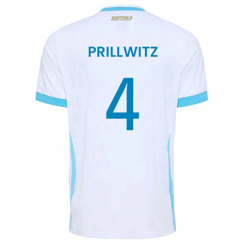 Danxen Men Guatemala Héctor Prillwitz #4 White Sky Blue Gold Home Jersey 26-28 T-Shirt