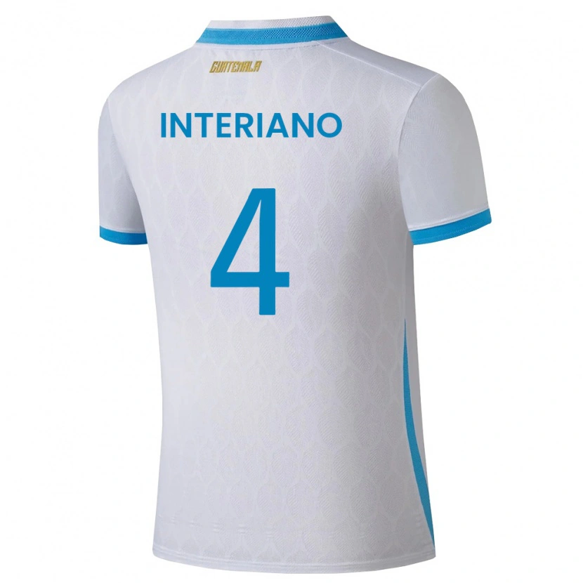 Danxen Men Guatemala Jeffrey Interiano #4 White Sky Blue Gold Home Jersey 26-28 T-Shirt