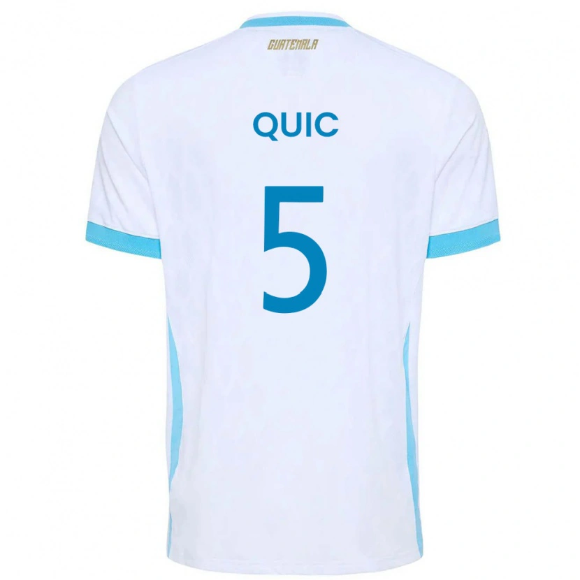 Danxen Men Guatemala Matthew Quic #5 White Sky Blue Gold Home Jersey 26-28 T-Shirt