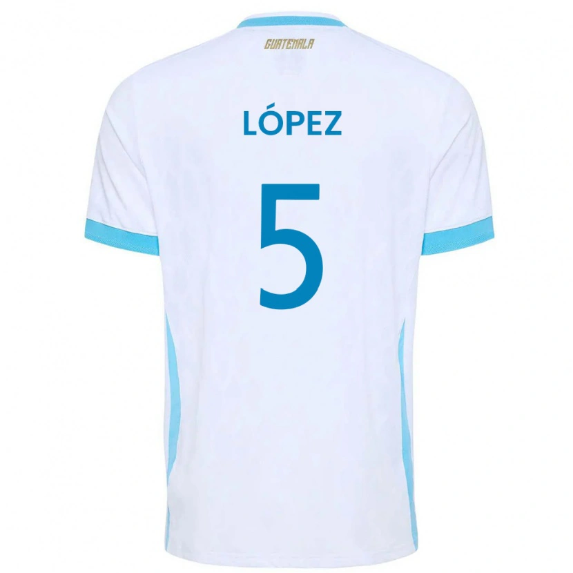 Danxen Men Guatemala Jeffery López #5 White Sky Blue Gold Home Jersey 26-28 T-Shirt