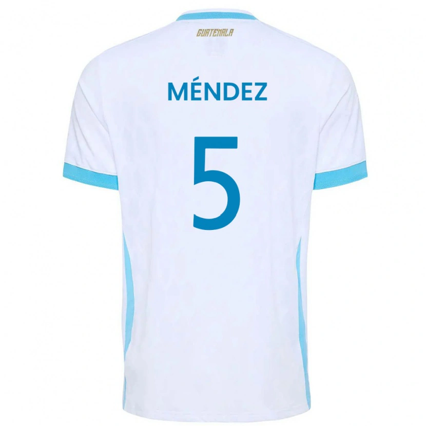 Danxen Men Guatemala Diego Méndez #5 White Sky Blue Gold Home Jersey 26-28 T-Shirt