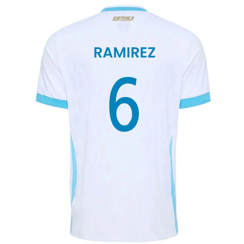Danxen Men Guatemala Kevin Ramírez #6 White Sky Blue Gold Home Jersey 26-28 T-Shirt
