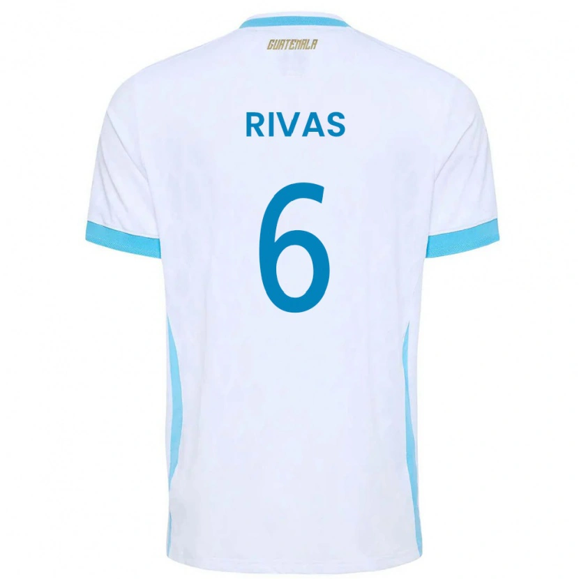 Danxen Men Guatemala Steven Rivas #6 White Sky Blue Gold Home Jersey 26-28 T-Shirt