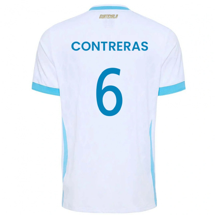 Danxen Men Guatemala María Contreras #6 White Sky Blue Gold Home Jersey 26-28 T-Shirt