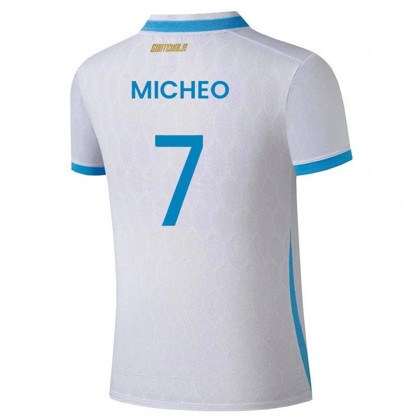 Danxen Men Guatemala Matías Micheo #7 White Sky Blue Gold Home Jersey 26-28 T-Shirt