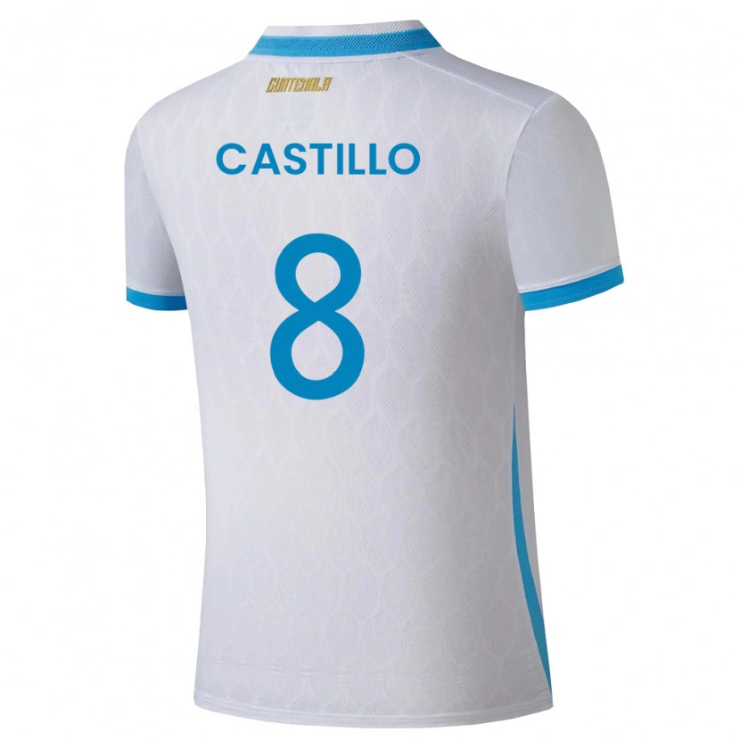 Danxen Men Guatemala Adrián Castillo #8 White Sky Blue Gold Home Jersey 26-28 T-Shirt