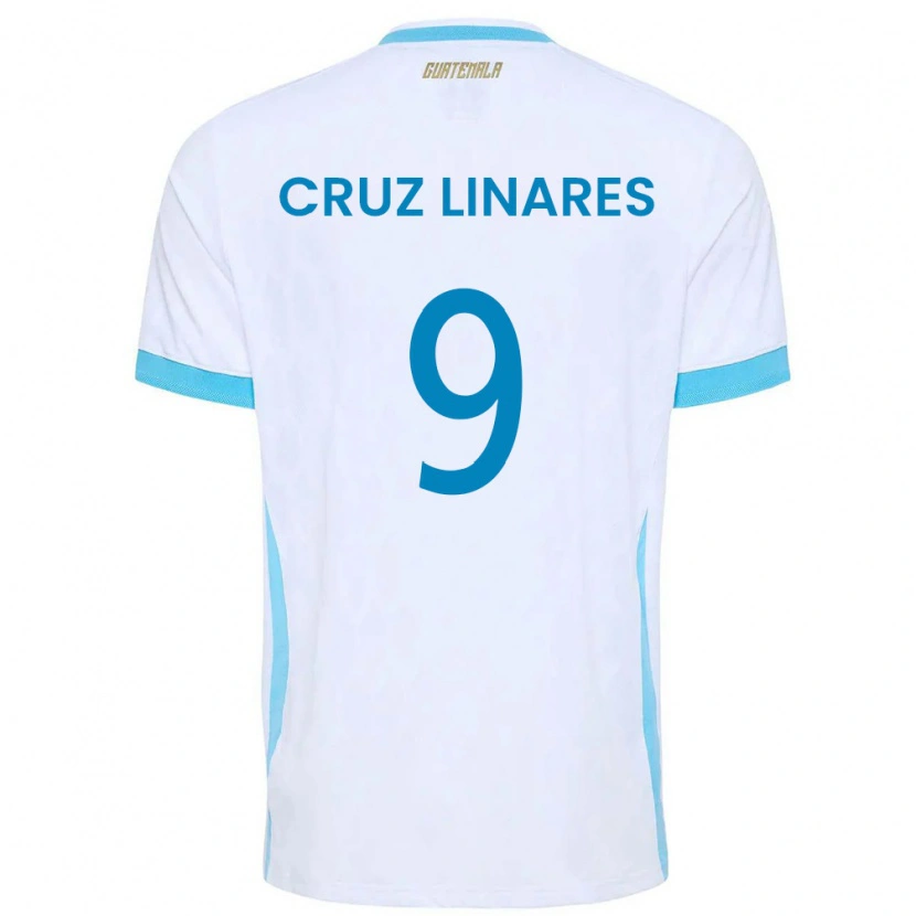 Danxen Men Guatemala Raúl Cruz Linares #9 White Sky Blue Gold Home Jersey 26-28 T-Shirt