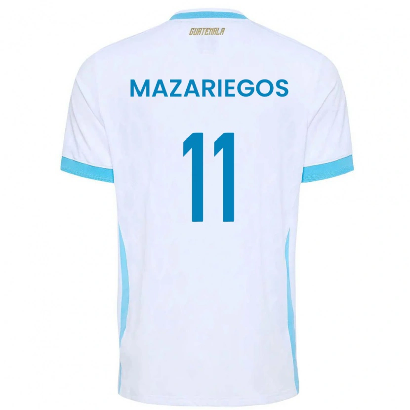 Danxen Men Guatemala Jacob Mazariegos #11 White Sky Blue Gold Home Jersey 26-28 T-Shirt