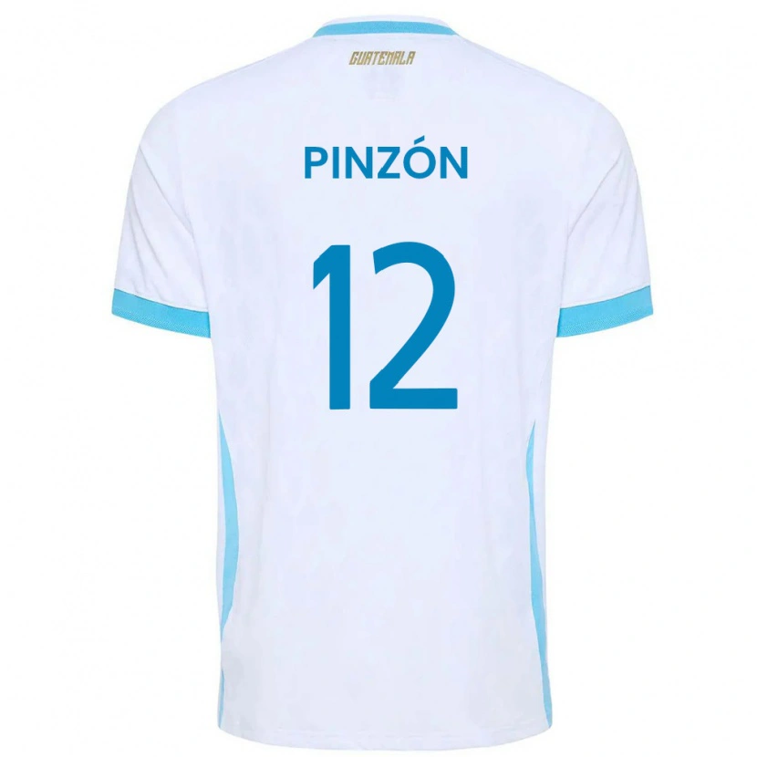 Danxen Men Guatemala Alex Pinzón #12 White Sky Blue Gold Home Jersey 26-28 T-Shirt