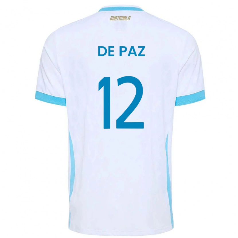 Danxen Men Guatemala Mario De Paz #12 White Sky Blue Gold Home Jersey 26-28 T-Shirt