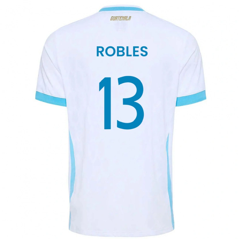 Danxen Men Guatemala Stheven Robles #13 White Sky Blue Gold Home Jersey 26-28 T-Shirt