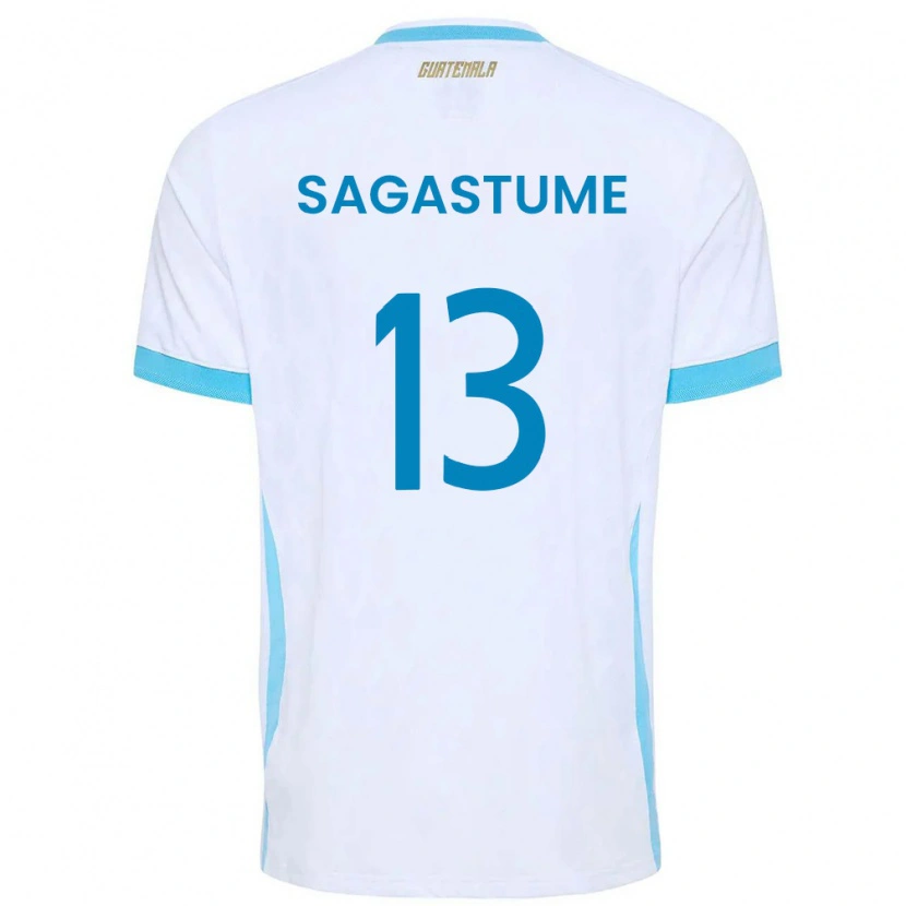 Danxen Men Guatemala Selvin Sagastume #13 White Sky Blue Gold Home Jersey 26-28 T-Shirt