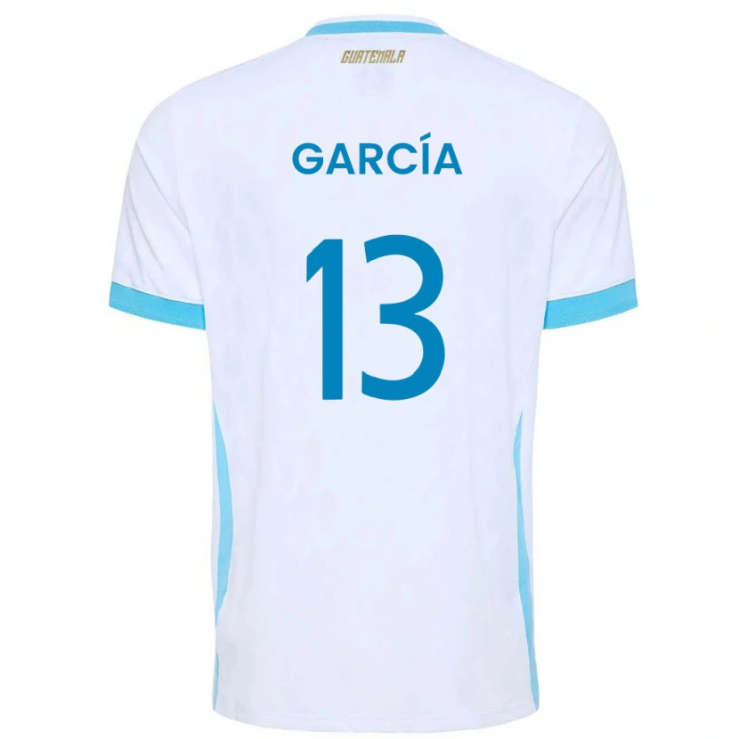 Danxen Men Guatemala Ángel García #13 White Sky Blue Gold Home Jersey 26-28 T-Shirt