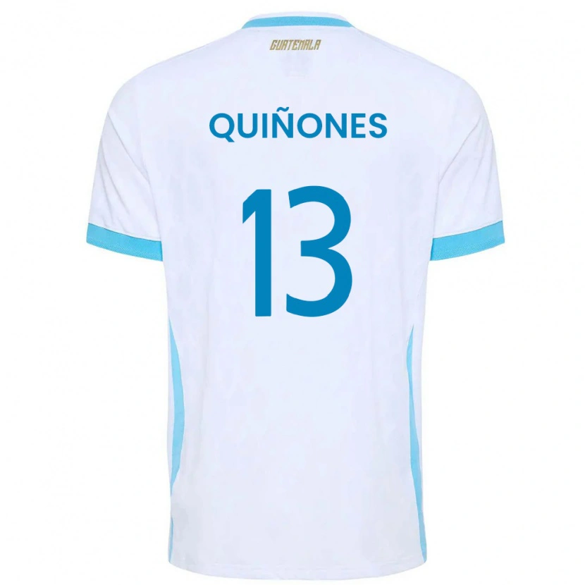 Danxen Men Guatemala Guillermo Quiñones #13 White Sky Blue Gold Home Jersey 26-28 T-Shirt