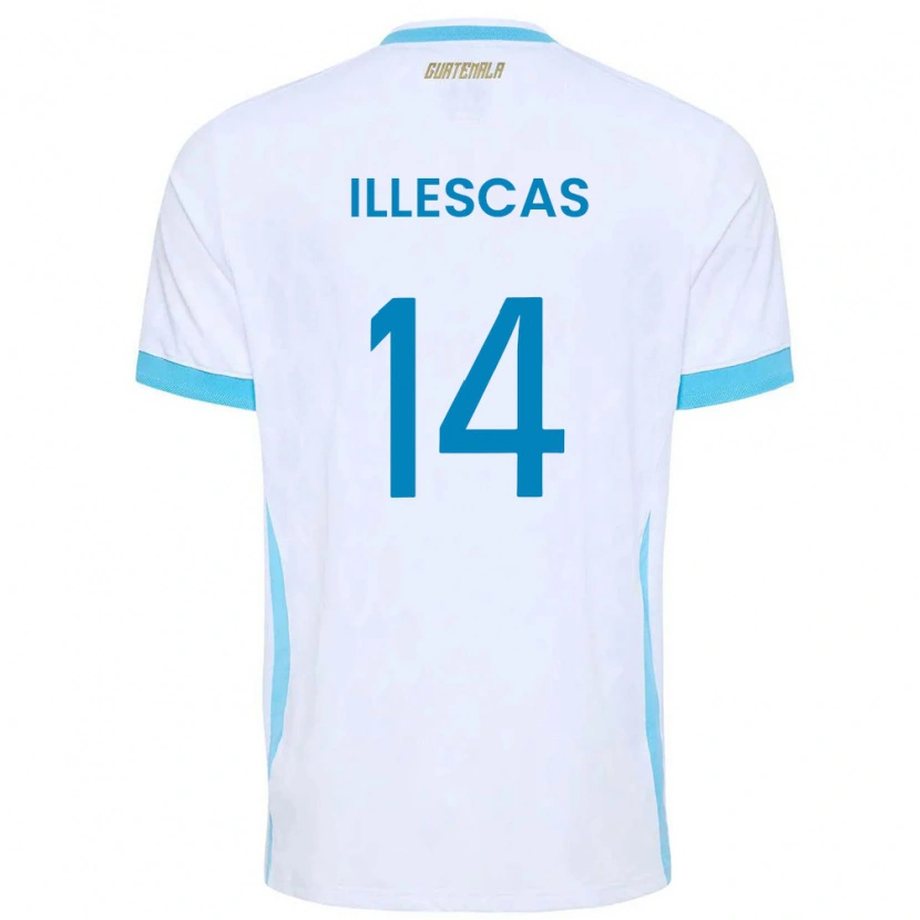 Danxen Men Guatemala Kevin Illescas #14 White Sky Blue Gold Home Jersey 26-28 T-Shirt