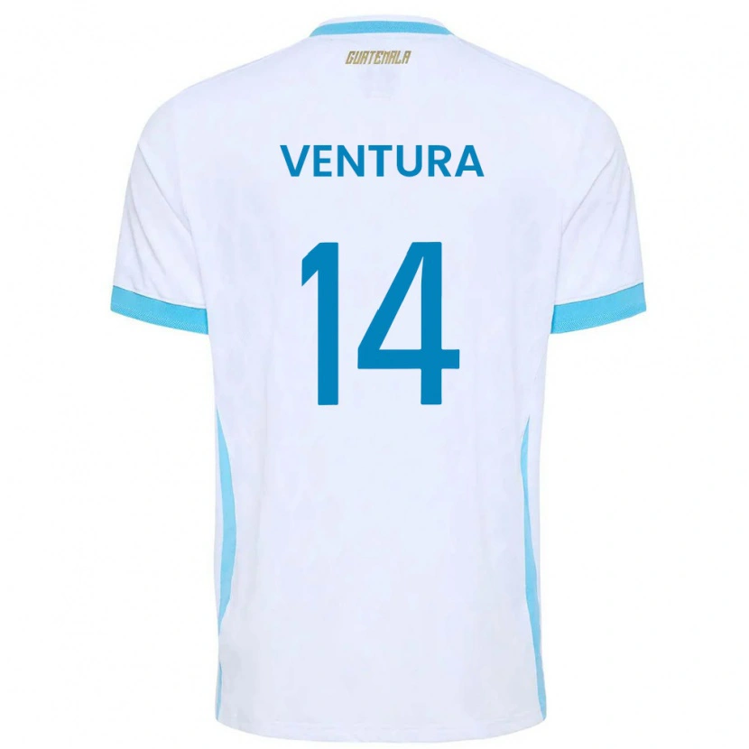 Danxen Men Guatemala Madelyn Ventura #14 White Sky Blue Gold Home Jersey 26-28 T-Shirt