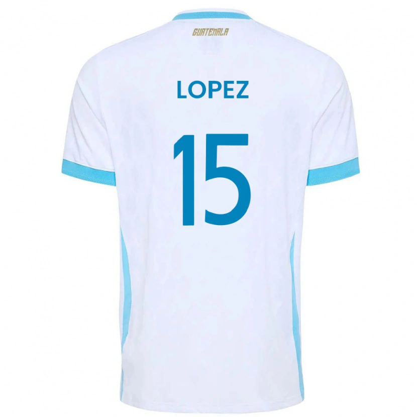 Danxen Men Guatemala Antonio López #15 White Sky Blue Gold Home Jersey 26-28 T-Shirt