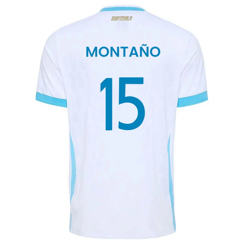 Danxen Men Guatemala Figo Montaño #15 White Sky Blue Gold Home Jersey 26-28 T-Shirt