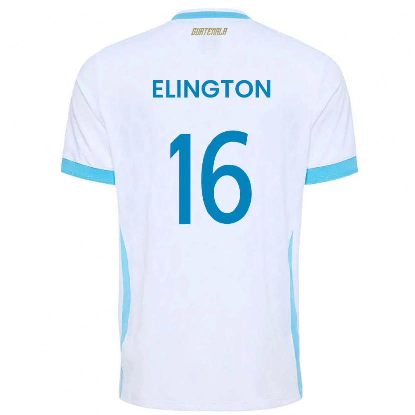 Danxen Men Guatemala Elvi Elington #16 White Sky Blue Gold Home Jersey 26-28 T-Shirt