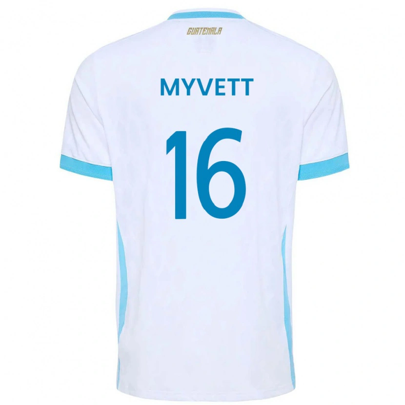 Danxen Men Guatemala Jemery Myvett #16 White Sky Blue Gold Home Jersey 26-28 T-Shirt