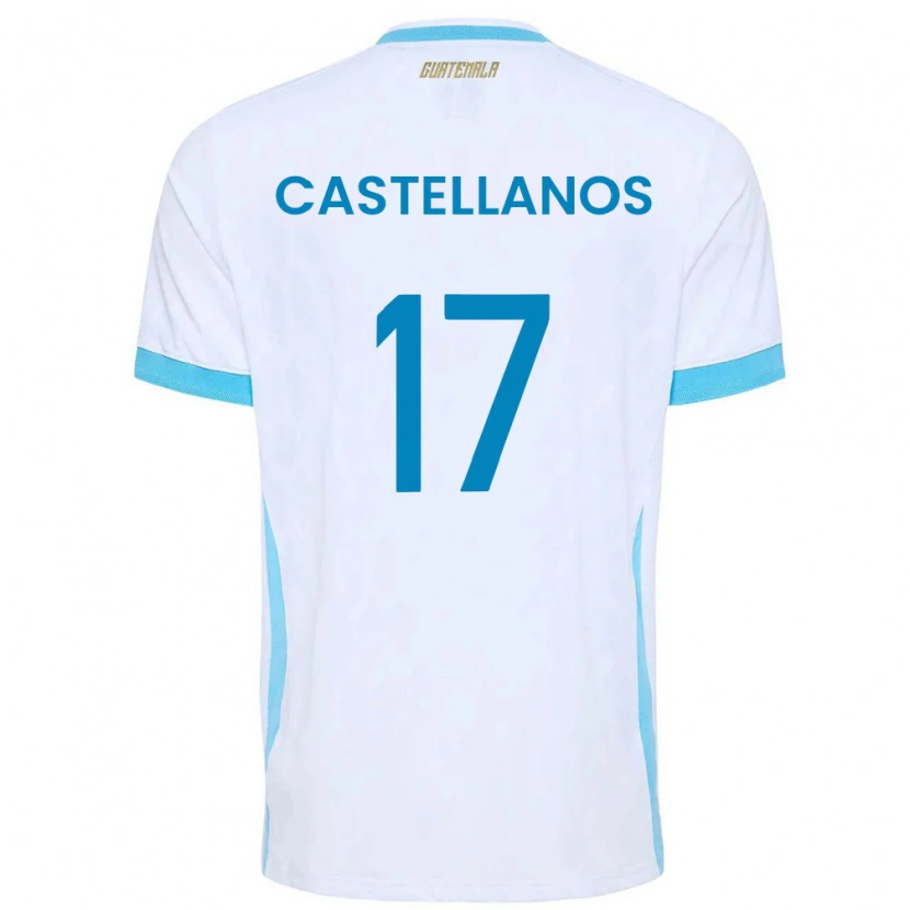 Danxen Men Guatemala Óscar Castellanos #17 White Sky Blue Gold Home Jersey 26-28 T-Shirt