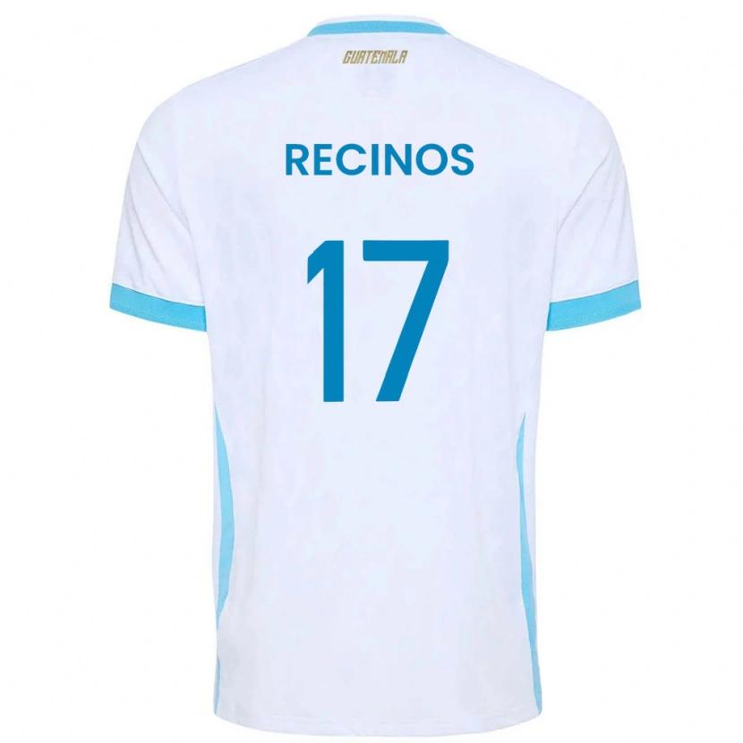 Danxen Men Guatemala Antony Recinos #17 White Sky Blue Gold Home Jersey 26-28 T-Shirt