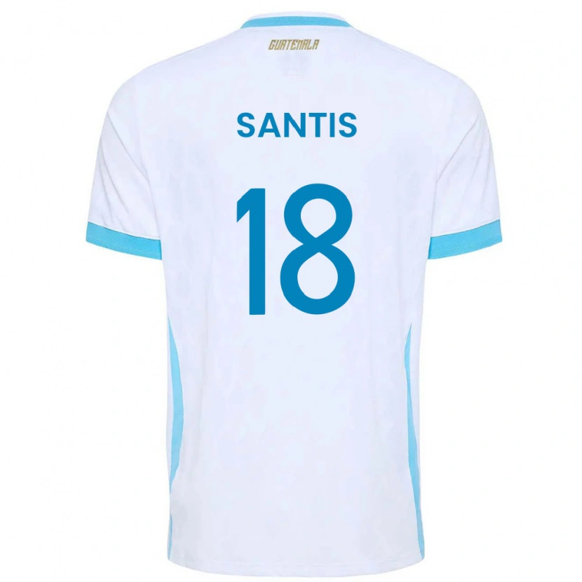 Danxen Men Guatemala Óscar Santis #18 White Sky Blue Gold Home Jersey 26-28 T-Shirt