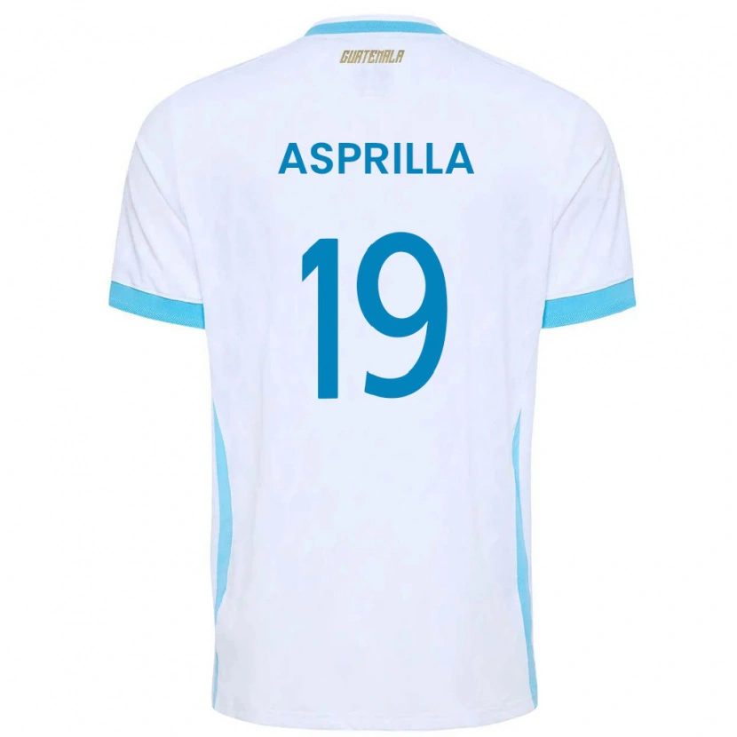Danxen Men Guatemala Jair Asprilla #19 White Sky Blue Gold Home Jersey 26-28 T-Shirt