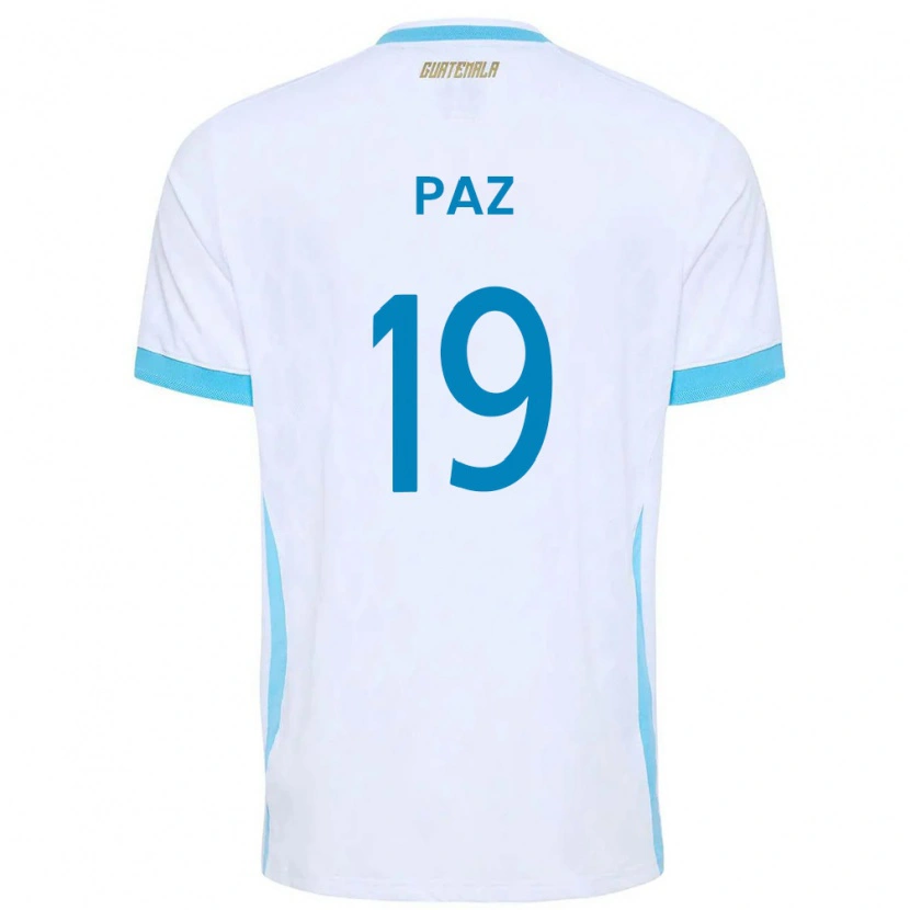 Danxen Men Guatemala Vidal Paz #19 White Sky Blue Gold Home Jersey 26-28 T-Shirt