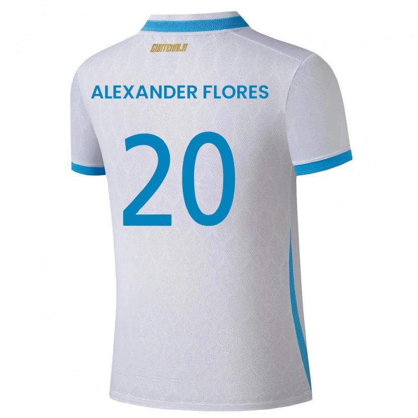Danxen Men Guatemala Luis Alexander Flores #20 White Sky Blue Gold Home Jersey 26-28 T-Shirt