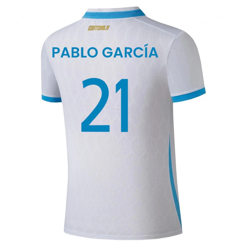 Danxen Men Guatemala José Pablo García #21 White Sky Blue Gold Home Jersey 26-28 T-Shirt