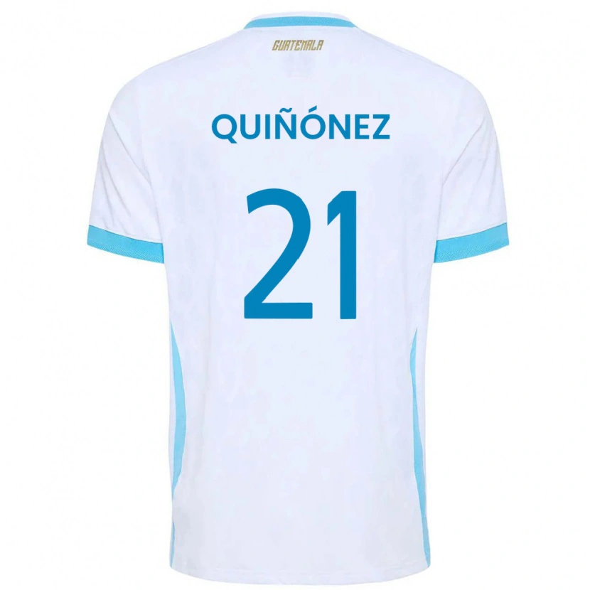 Danxen Men Guatemala Andrea Quiñónez #21 White Sky Blue Gold Home Jersey 26-28 T-Shirt