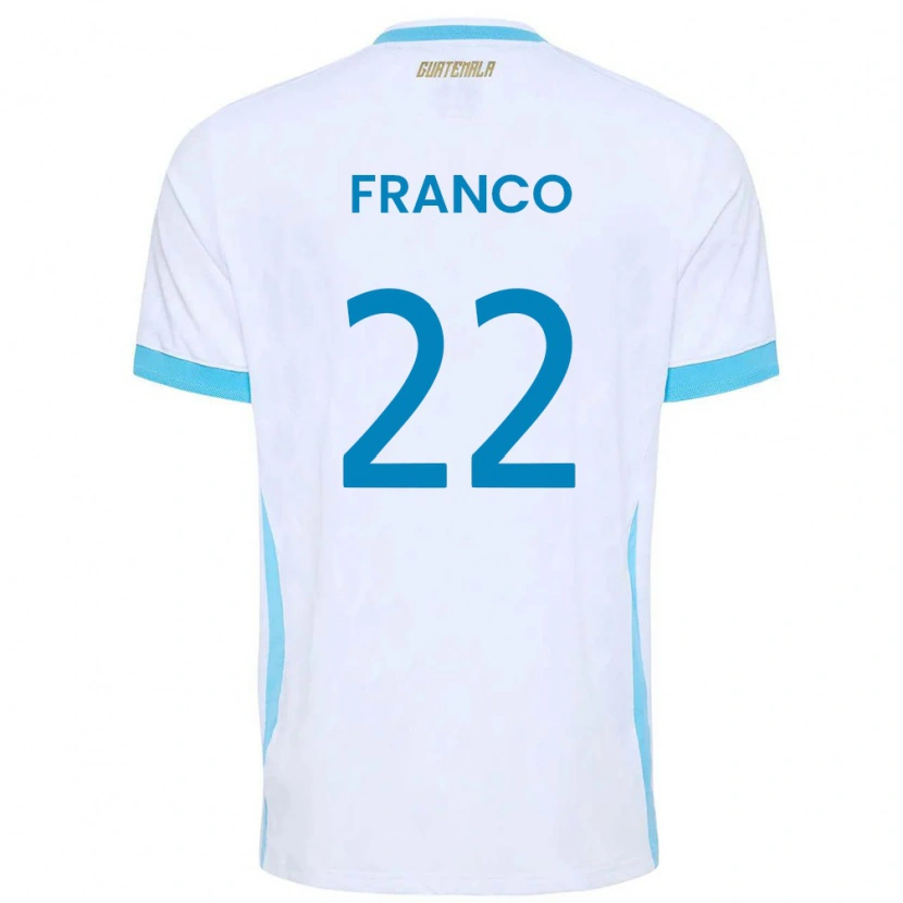 Danxen Men Guatemala Jonathan Franco #22 White Sky Blue Gold Home Jersey 26-28 T-Shirt