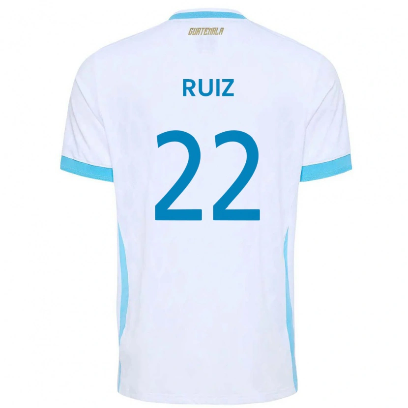 Danxen Men Guatemala Kevin Ruiz #22 White Sky Blue Gold Home Jersey 26-28 T-Shirt