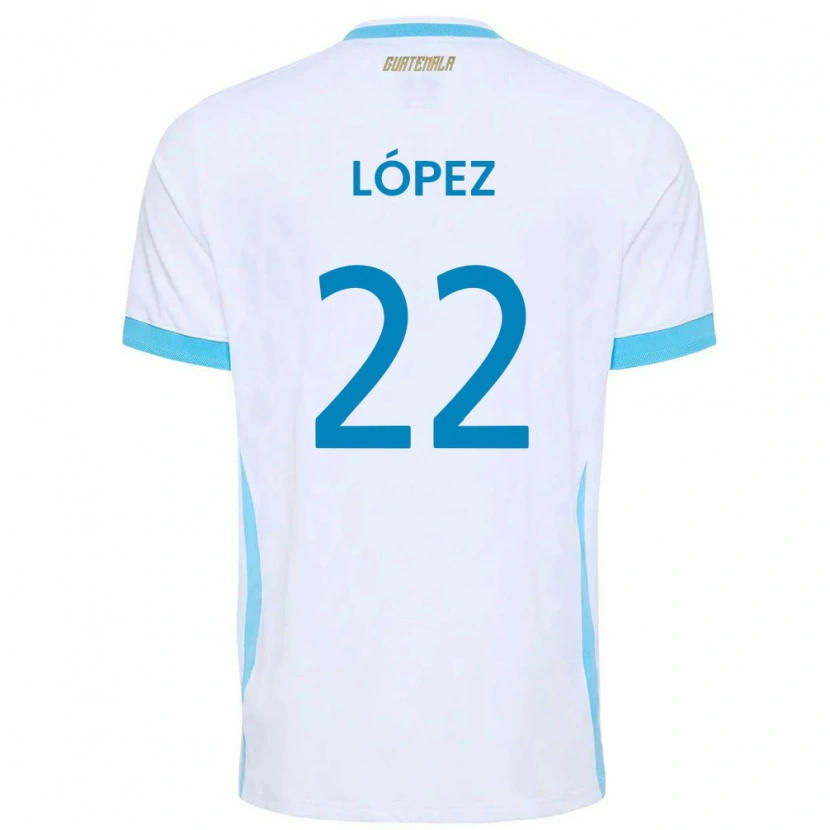 Danxen Men Guatemala Whitney López #22 White Sky Blue Gold Home Jersey 26-28 T-Shirt