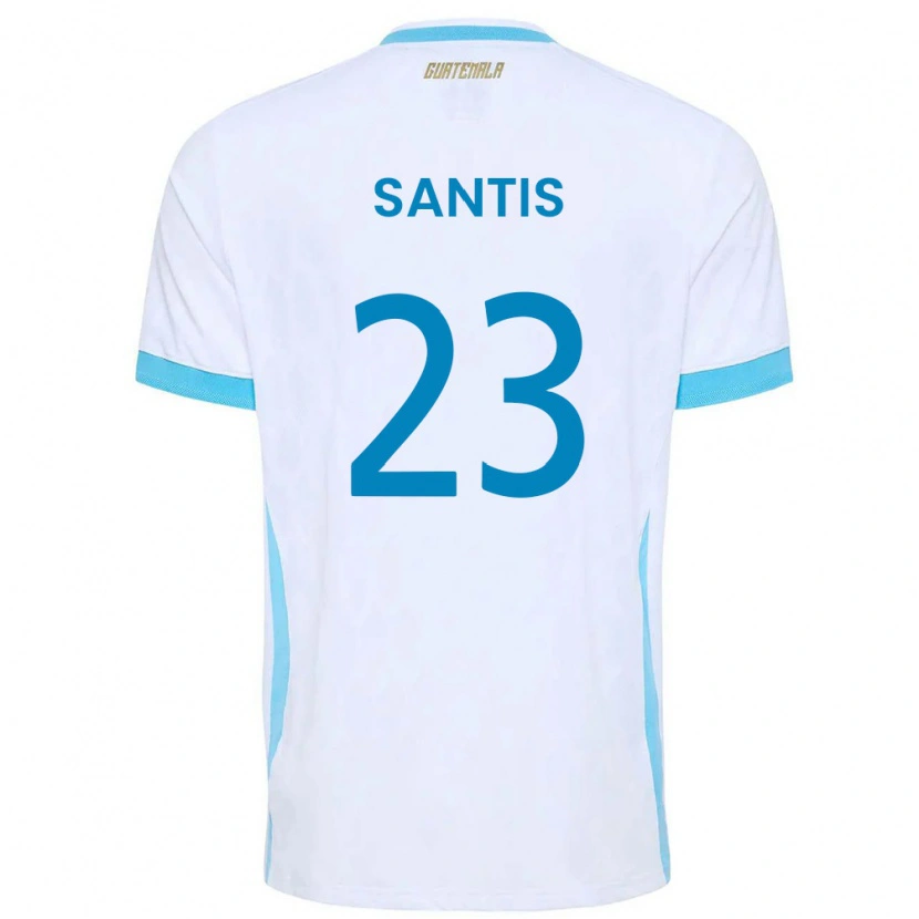 Danxen Men Guatemala Diego Santis #23 White Sky Blue Gold Home Jersey 26-28 T-Shirt